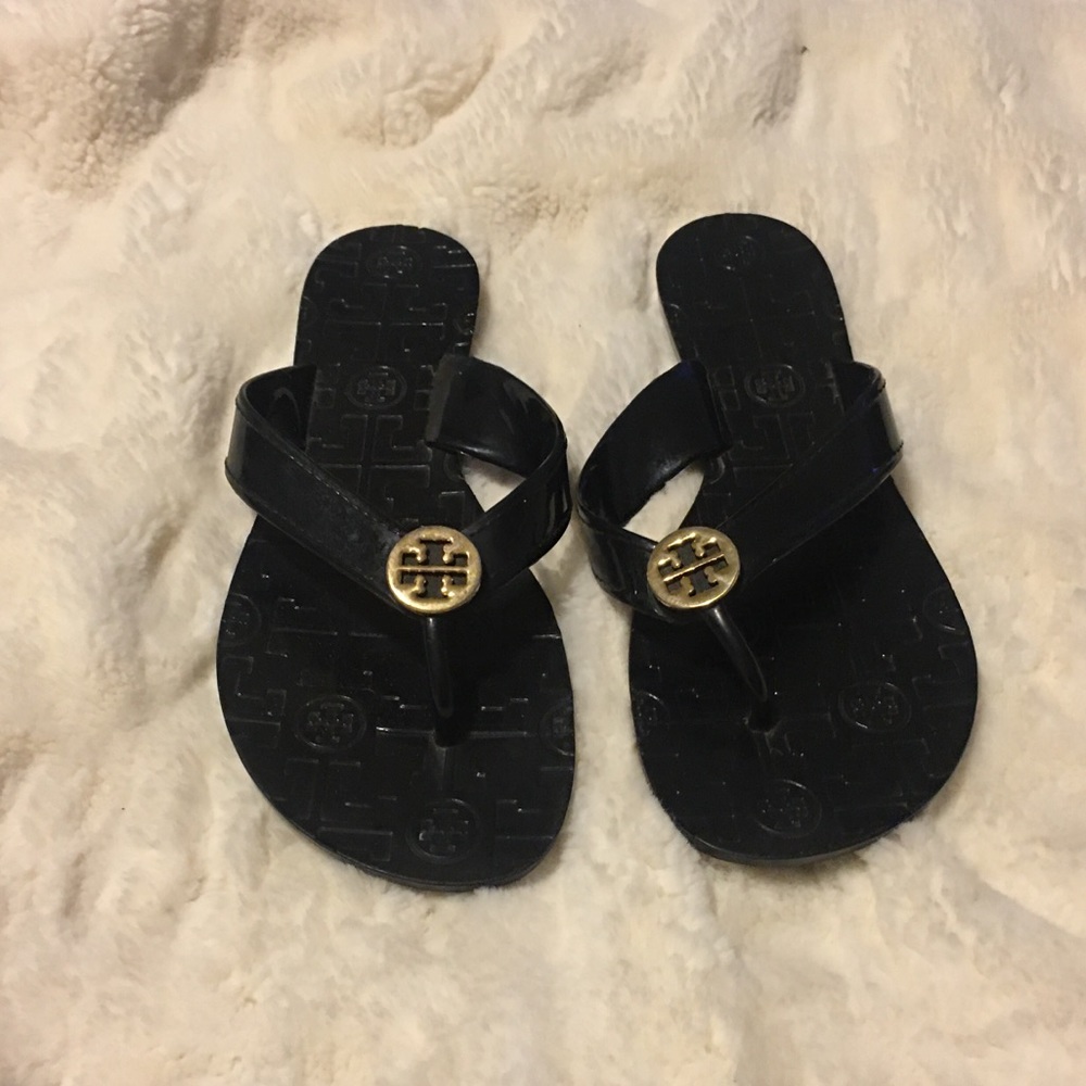 Tory Burch black jelly thong sandals